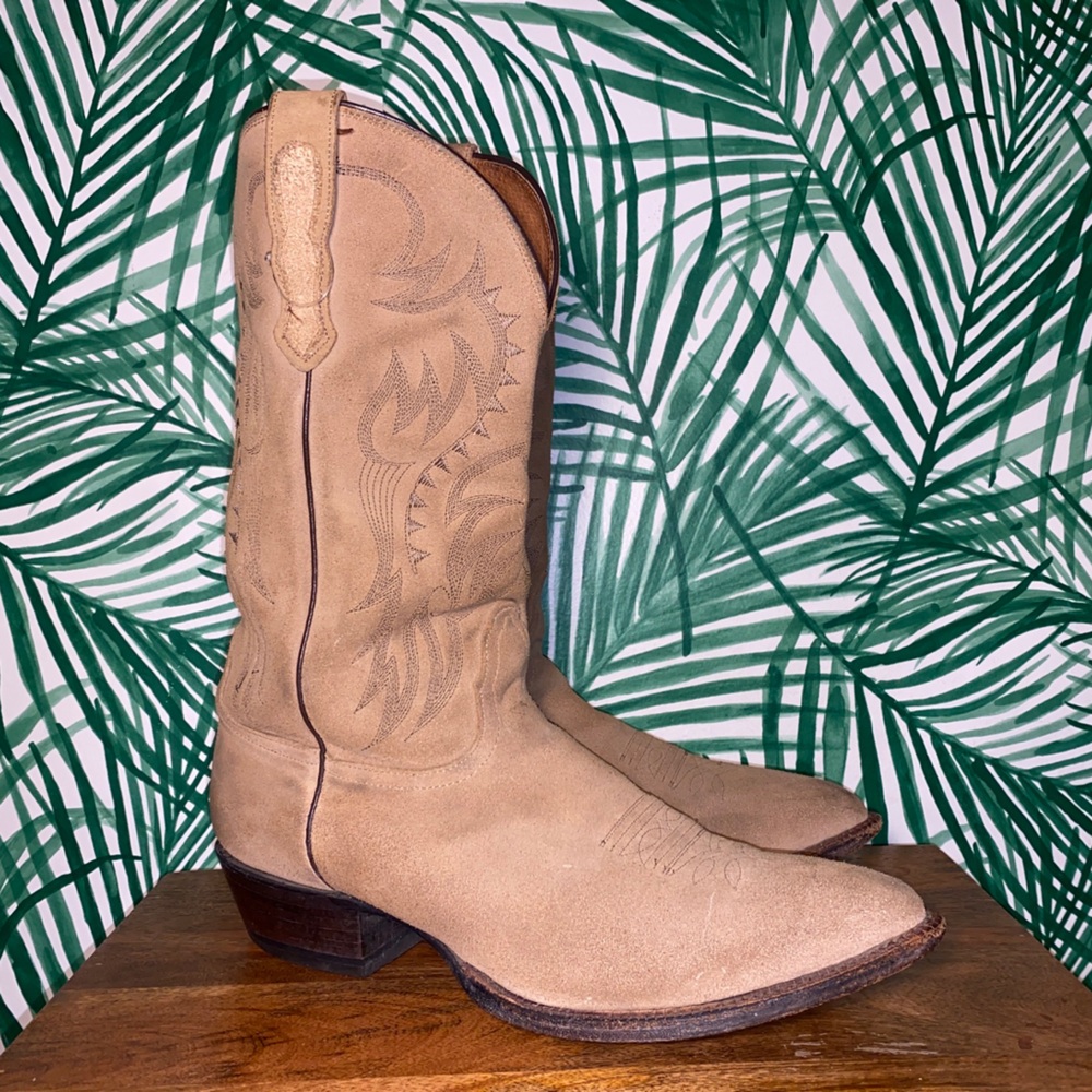 Nocona Tan Suede Western Cowboy Boots Men’s 11 D USA